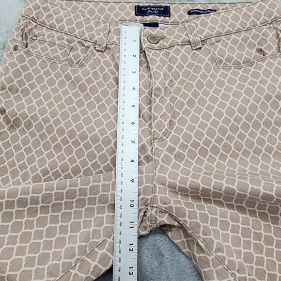 Charter Club Jeans Womens 10 Tan White Geometric Lexington Straight Leg Stretch - Picture 10 of 13